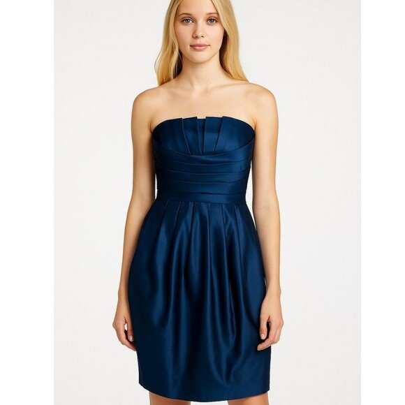 Forever 21 Dark Blue Strapless Short Taffeta Party Dress,Size L - Picture 1 of 7